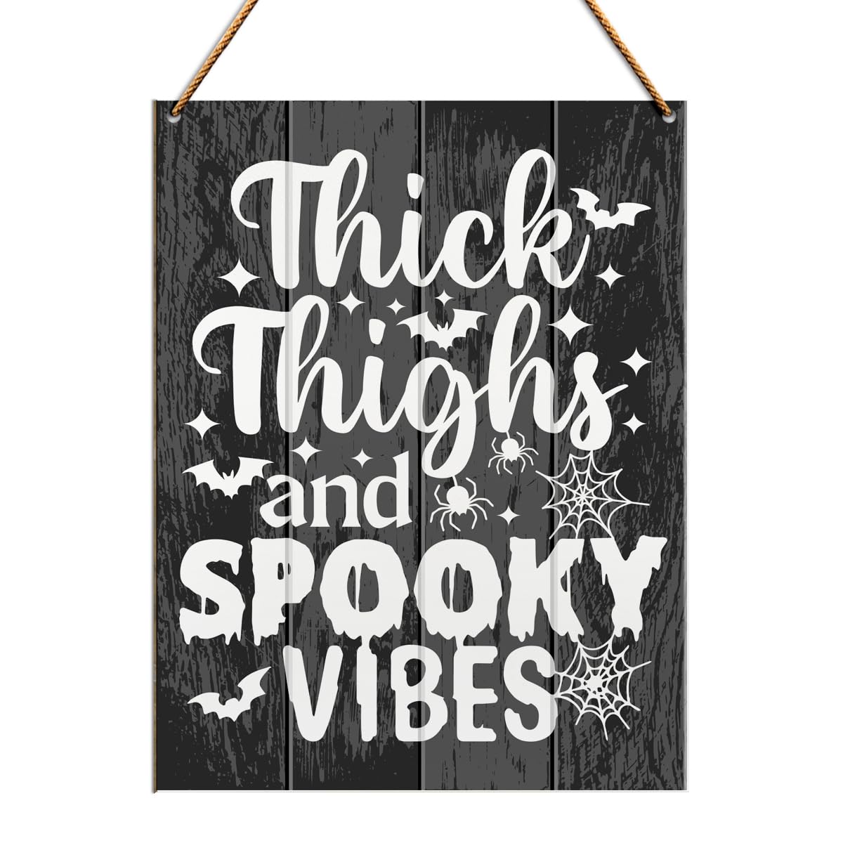 Halloween Wood Wall Decor, Halloween Decor Fall Autumn Bat Spider Decoration Home House Door Office Kitchen Halloween Decor, Thick Thighs And Spooky Vibes