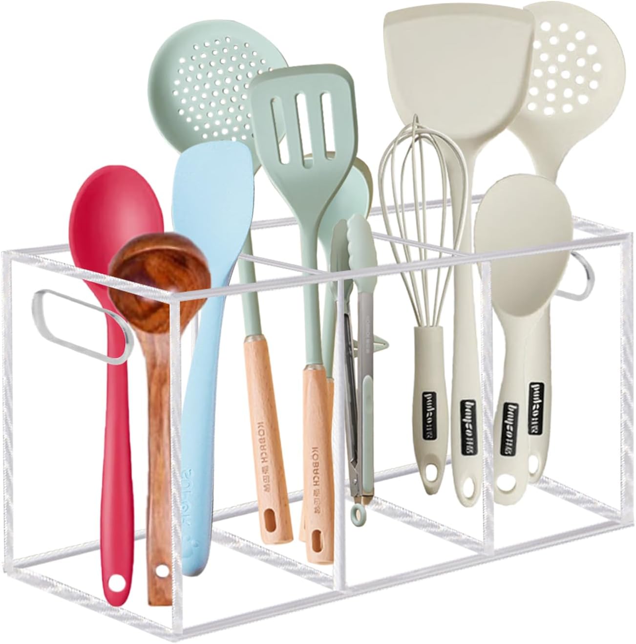 Wuudy Utensil Holder, Kitchen Utensil Holder for Countertop, Acrylic Cooking Utensil