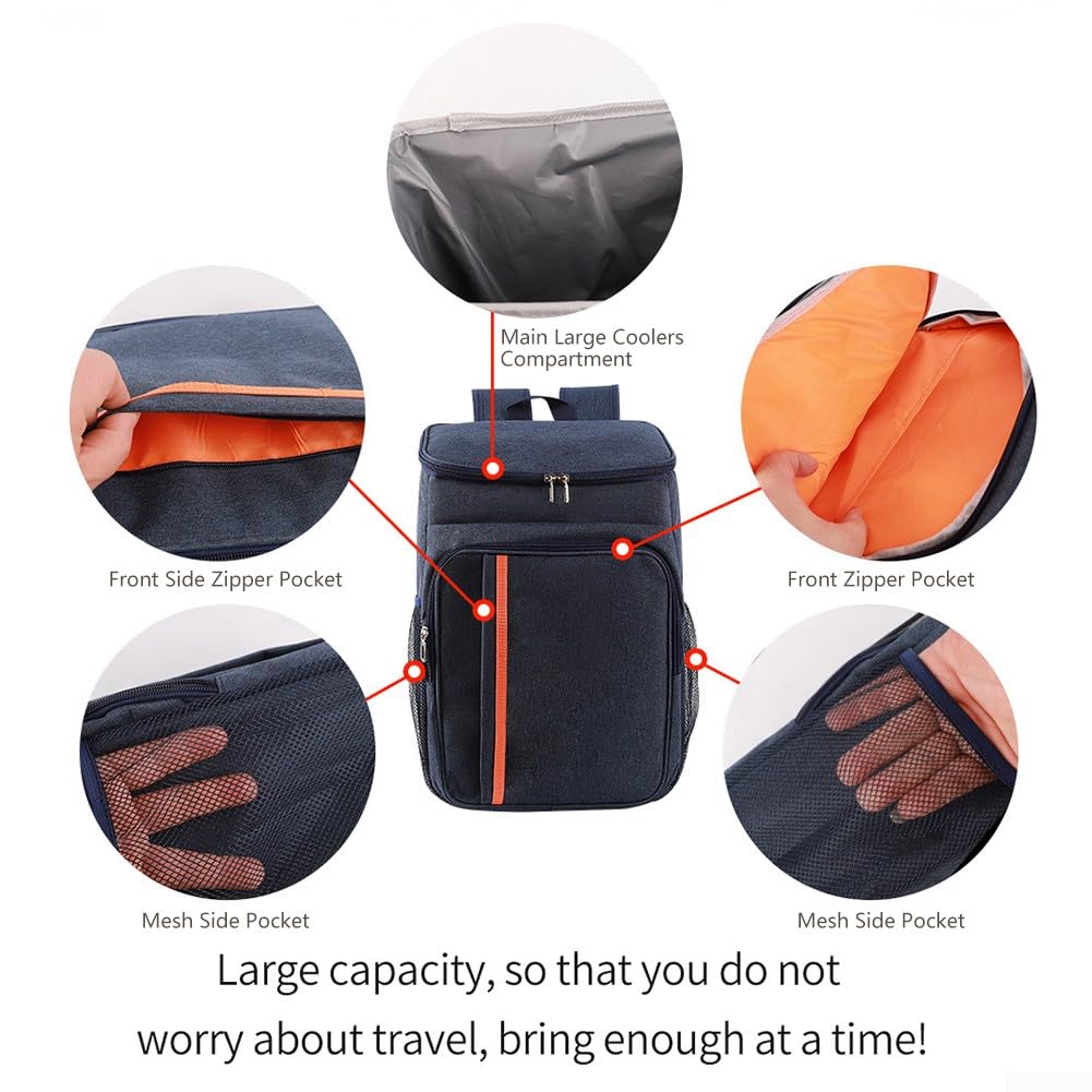DAZZLEEX Zaino termico,Zaino refrigerante da 18L, borsa termica a prova di perdite, borsa termica termica per picnic, per spiaggia, campeggio, escursionismo, picnic (nero)