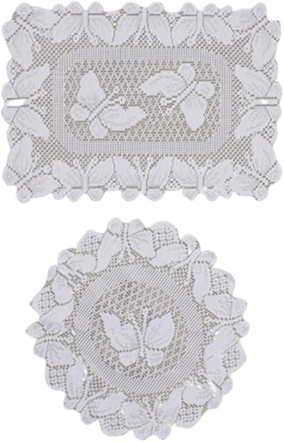 MarkMark 2 Types 4PCS Round Rectangular Lace Table Placemats with Elegant Butterfly Patterns for Parties Weddings Dining Tables EU57592TPBA