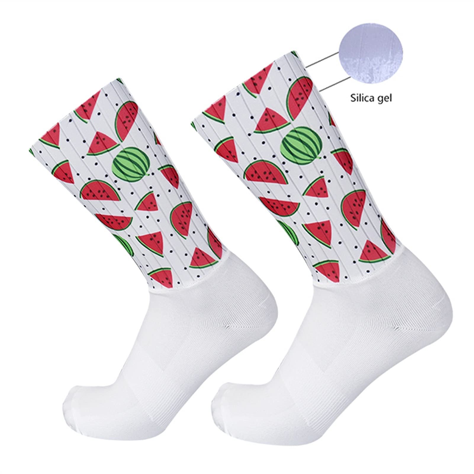 Calcetines de Ciclismo Antideslizante Silicone Pro Competición Aero Sports Bike Cocks Summer Cool Hombres Mujeres Baloncesto Calcetines (Color : Love, Size : One Size)