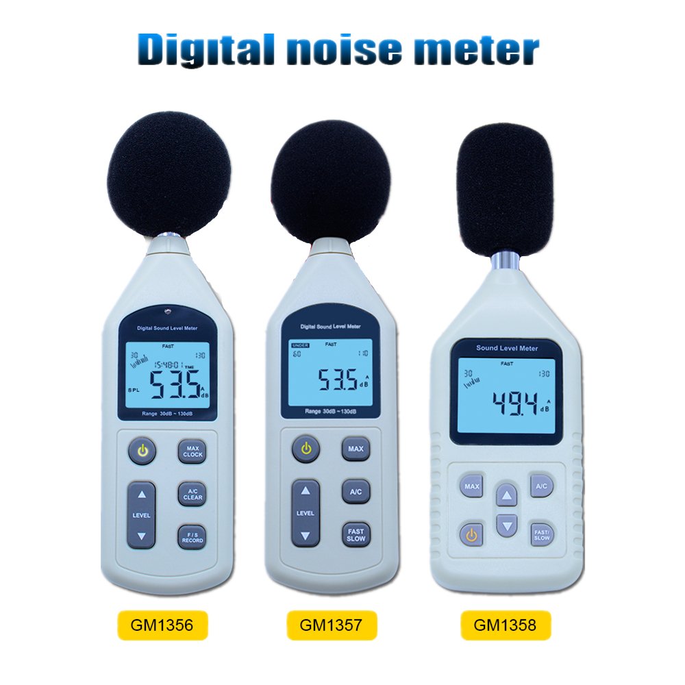 CGOLDENWALL Digital Schallpegelmessgerät/Geräuschprüfer/Dezibel Meter/Rückschlaggerät, geeignet für Fabriken/Gegebenheiten/Straßen/Familien/Audio (GM1357)