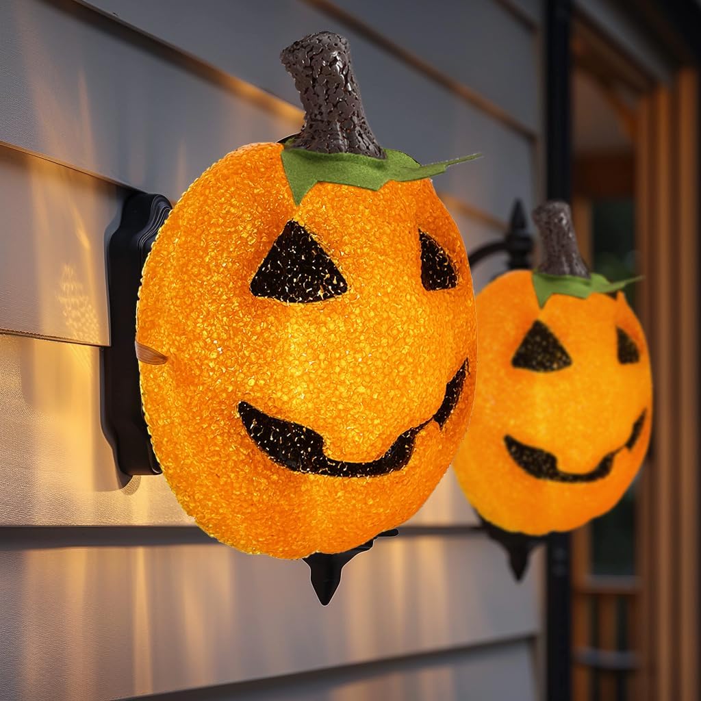 AOGU Pumpkin Porch Light Cover 2PC Halloween Decorations Outdoor Garage Lights Large Light Fixtures Cover