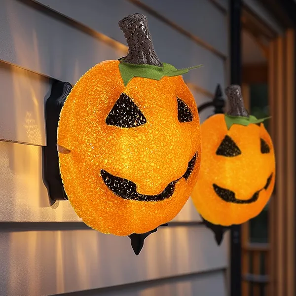 AOGU Pumpkin Porch Light Cover 2PC Halloween Decorations Outdoor Garage Lights Large Fixtures