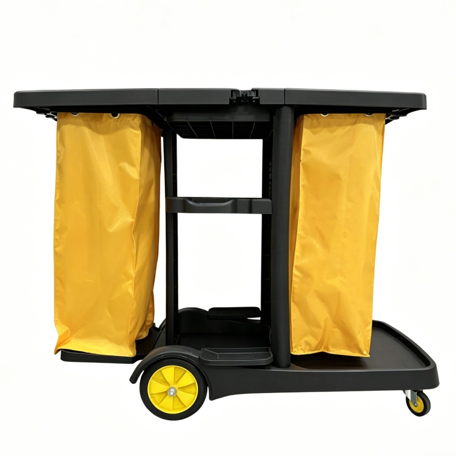Carrito de limpieza comercial, carrito de limpieza multifuncional con ruedas equipado con dos bolsas de tela Oxford, carrito de suministros de limpieza y saneamiento para hotel, centro comercial