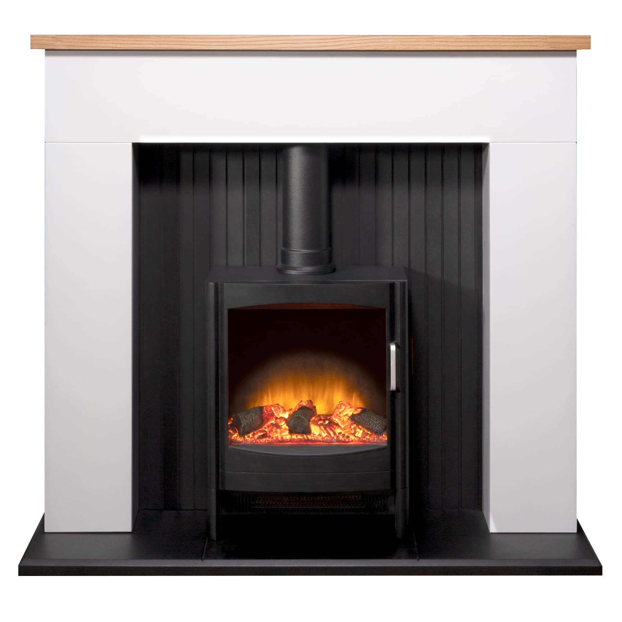 Adam Innsbruck Stove Fireplace in Pure White with Keston Electric Stove, 45 Inch