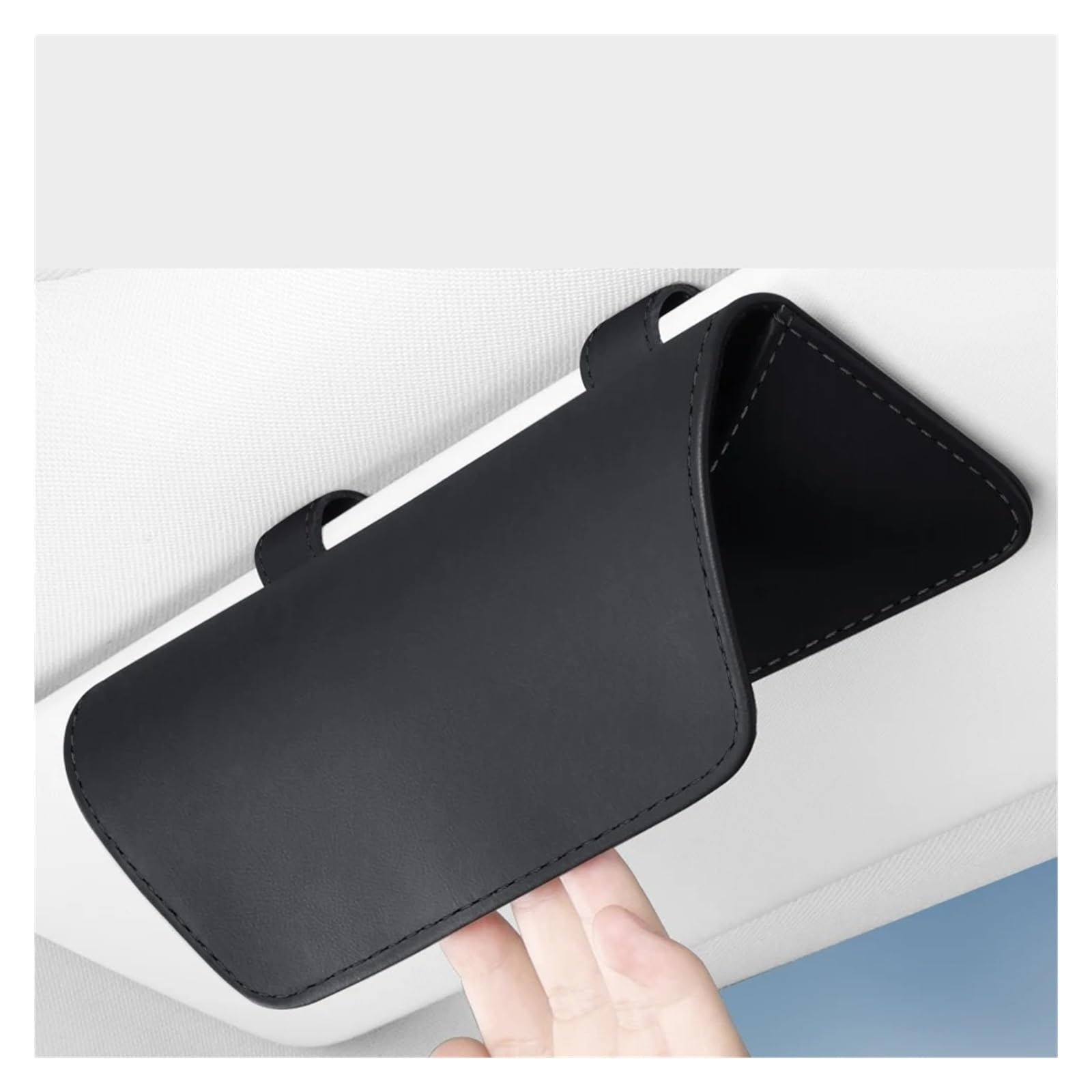 Auto Sonnenbrillenhalter Magnetischer Sonnenblenden-Sonnenbrillenhalter – Universelles Brillenetui Aus PU-Leder Mit Beflockungsfutter Autos SUVs Und LKWs(Black)