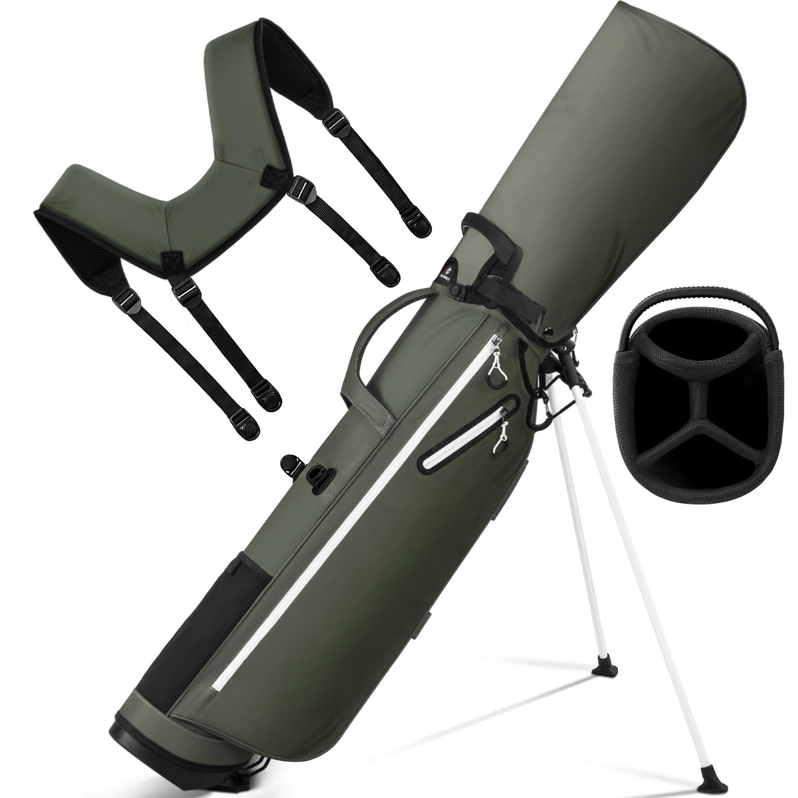 Lightweight Golf Stand Bag, 4-Way Full-Length Dividers, Holds Up to 10 Clubs, 3.7 lbs Golf Bag with Dual Straps &amp; Stand for Driving Range, Par 3, and Standard Courses