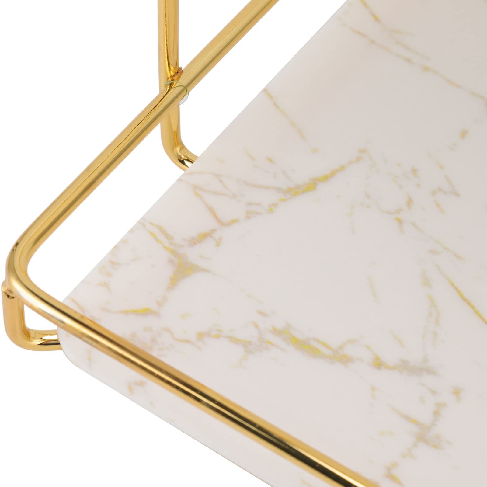 CUEI Make up Organizer, 2 Ebenen, rostfreier, an der Wand befestigter Badezimmer Arbeitsplatten, Stehregal mit herausnehmbaren Tabletts, goldenes Ablagefach für Kommode, Schlafzimmer, Gewürzreg