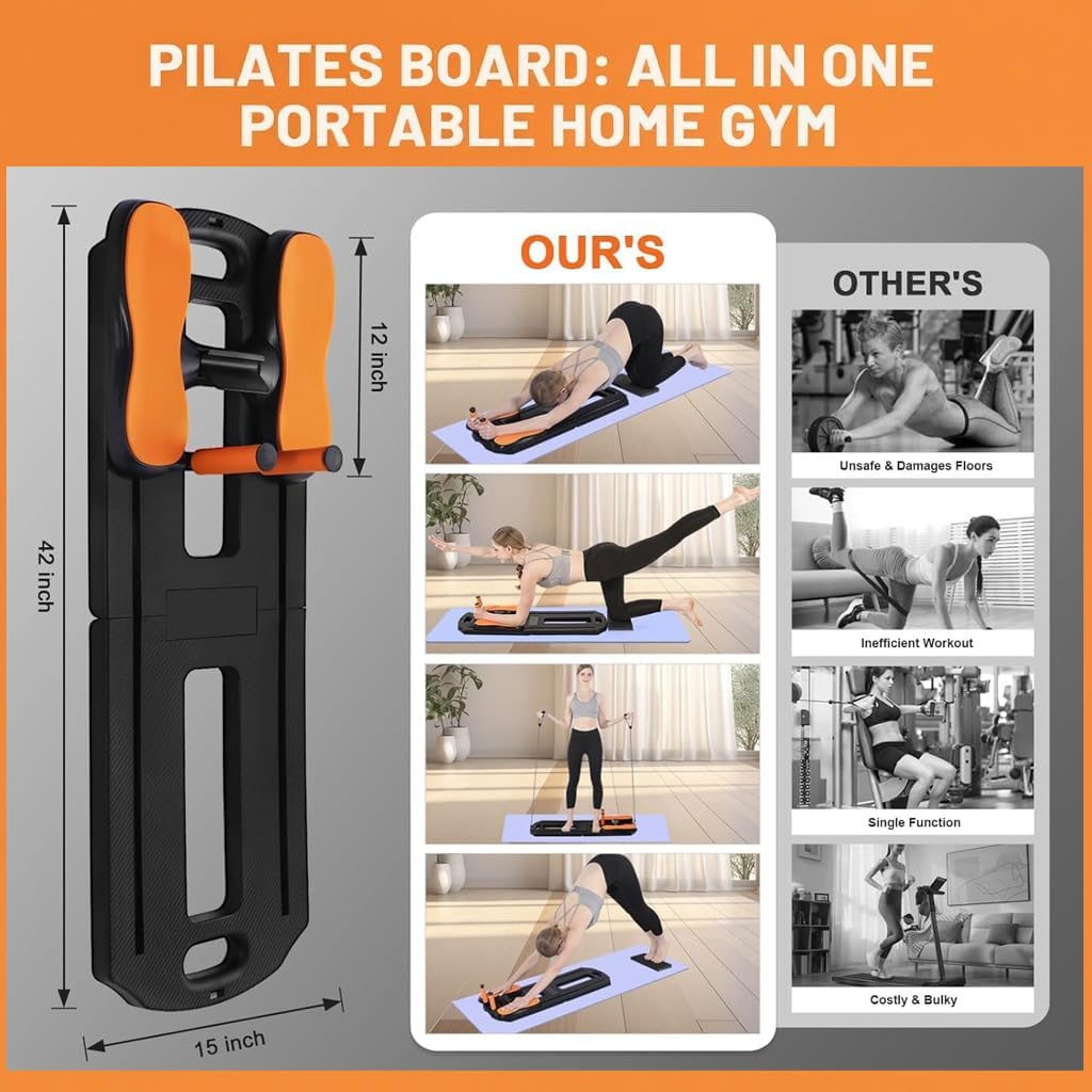 Garvee Multifunktionales Pilates Reformer Board Für Zuhause, Fitnessgerät Für Bauchmuskeltraining Und Pilates, Trainingsgerät Für Effektives Workout, Inkl. Pilates Board Und Reformer Maschine