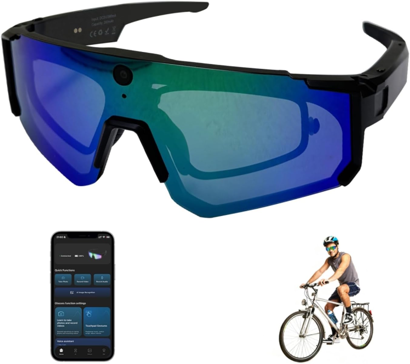 Al Smart Glasses with Camera 4K, 8MP HD POV Video Recording Glasses with Camera, Built-in Storage(No SD Card Needed), Wearable Tech Bluetooth Sunglasses for Outdoor Sports Cycling/Skiing/Running
