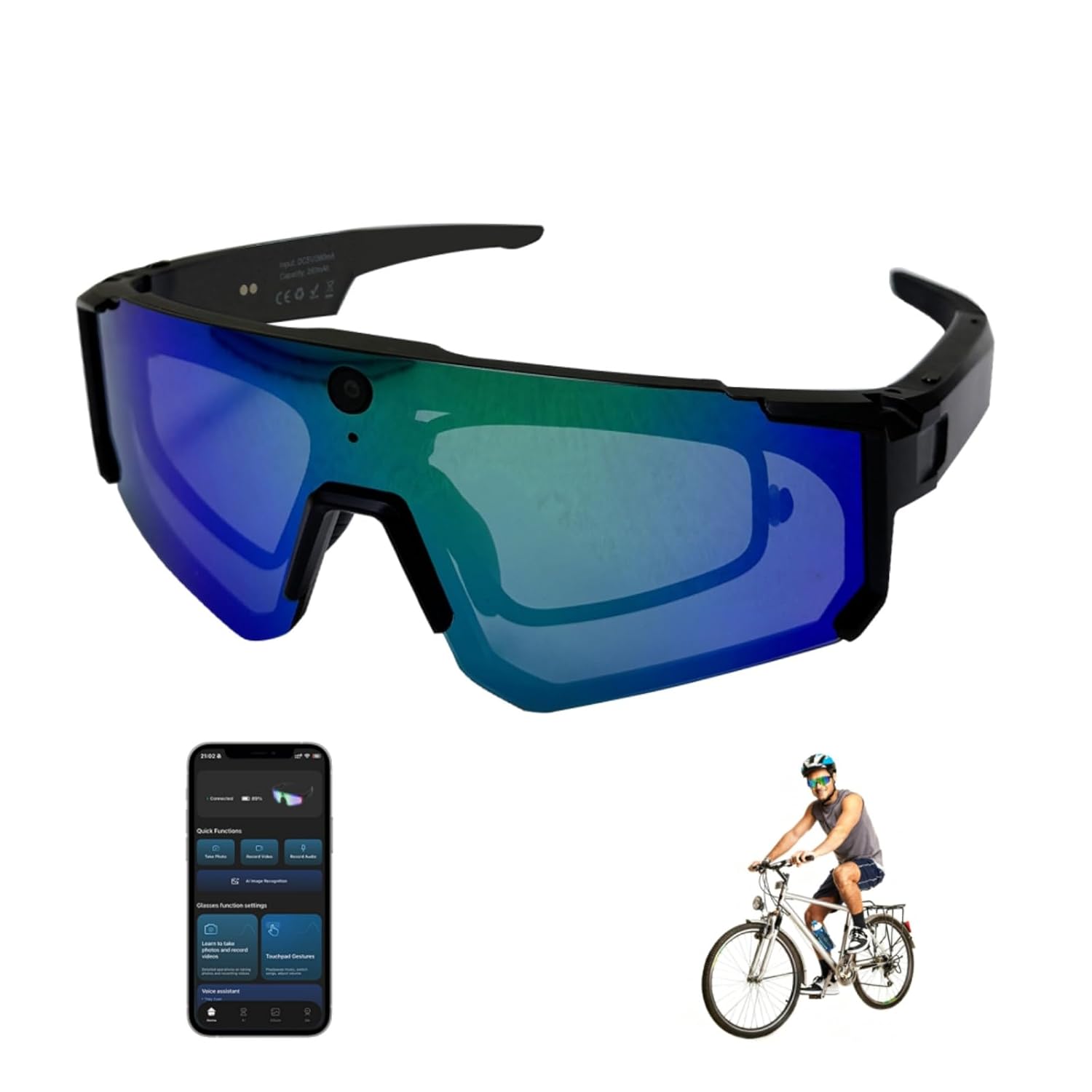Al Smart Glasses with Camera 4K 8MP HD POV Video Recording Glasses with Camera Built-in Storage No SD