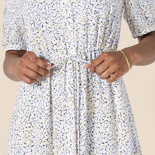 Image of Amazon Essentials Women's Fit and Flare Half-Sleeve Waisted Midi A-Line Dress with Pockets