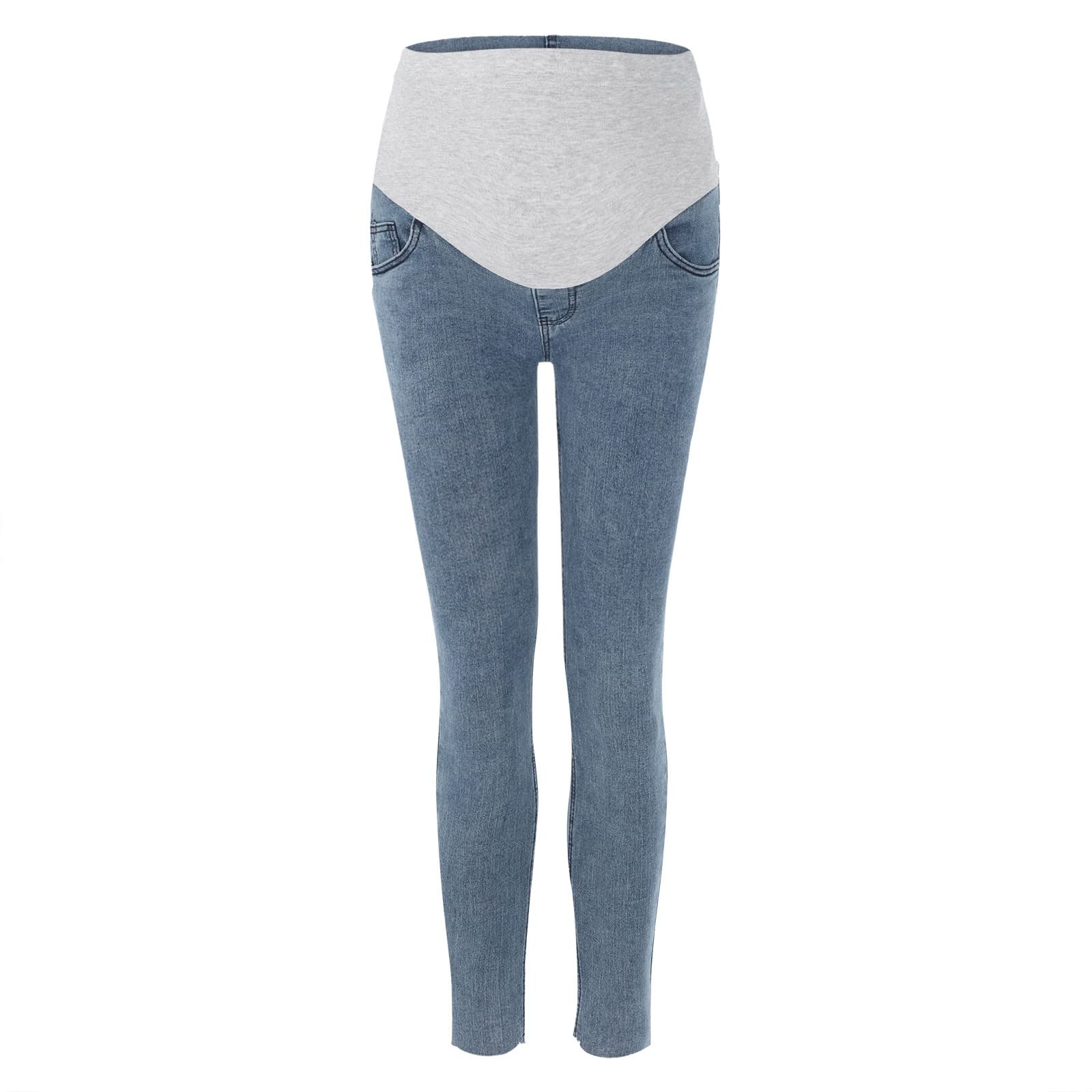 Momolaa Ventre Taille Haute à la Mode des Femmes pour Les Pantalons de Leggings Confortables Enceintes Liant Bijoux Bijoux (b-Blue, XL)