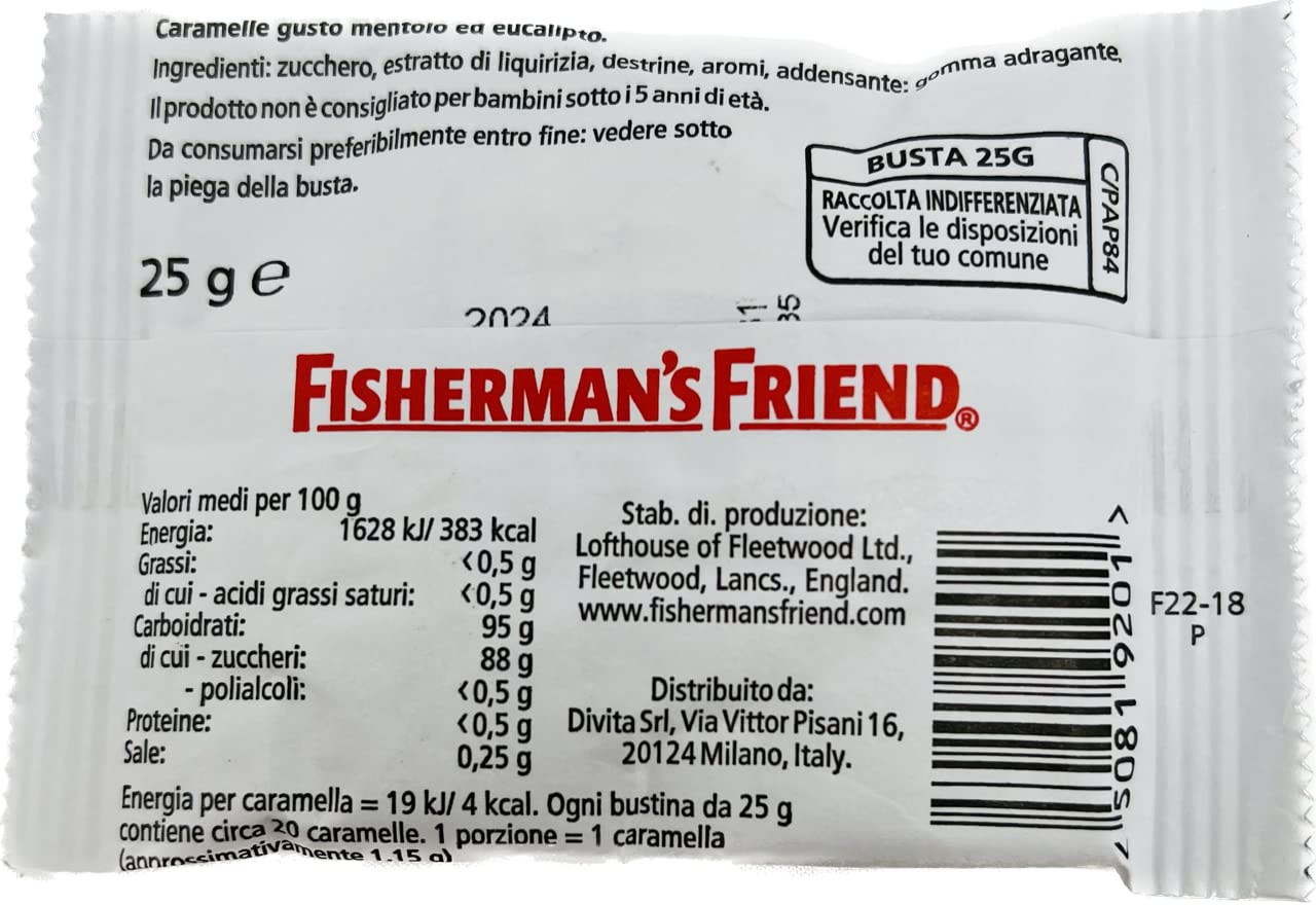 FISHERMAN'S Extra Forte Busta Bianca pz 24 - Original Strong la Caramella al Mentolo Eucalipto più forte in sole 4 calorie