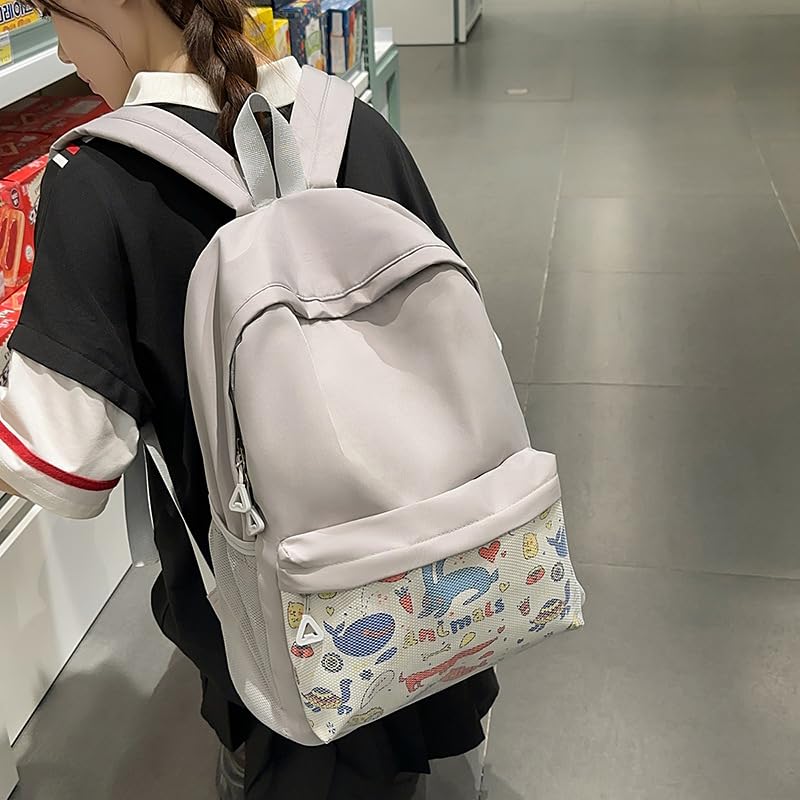 Lightweight Nylon Backpack for Women – Large Capacity Korean-Style Casual Daypack, Water-Resistant Travel Bag with Comfort Shoulder Straps(Black)2