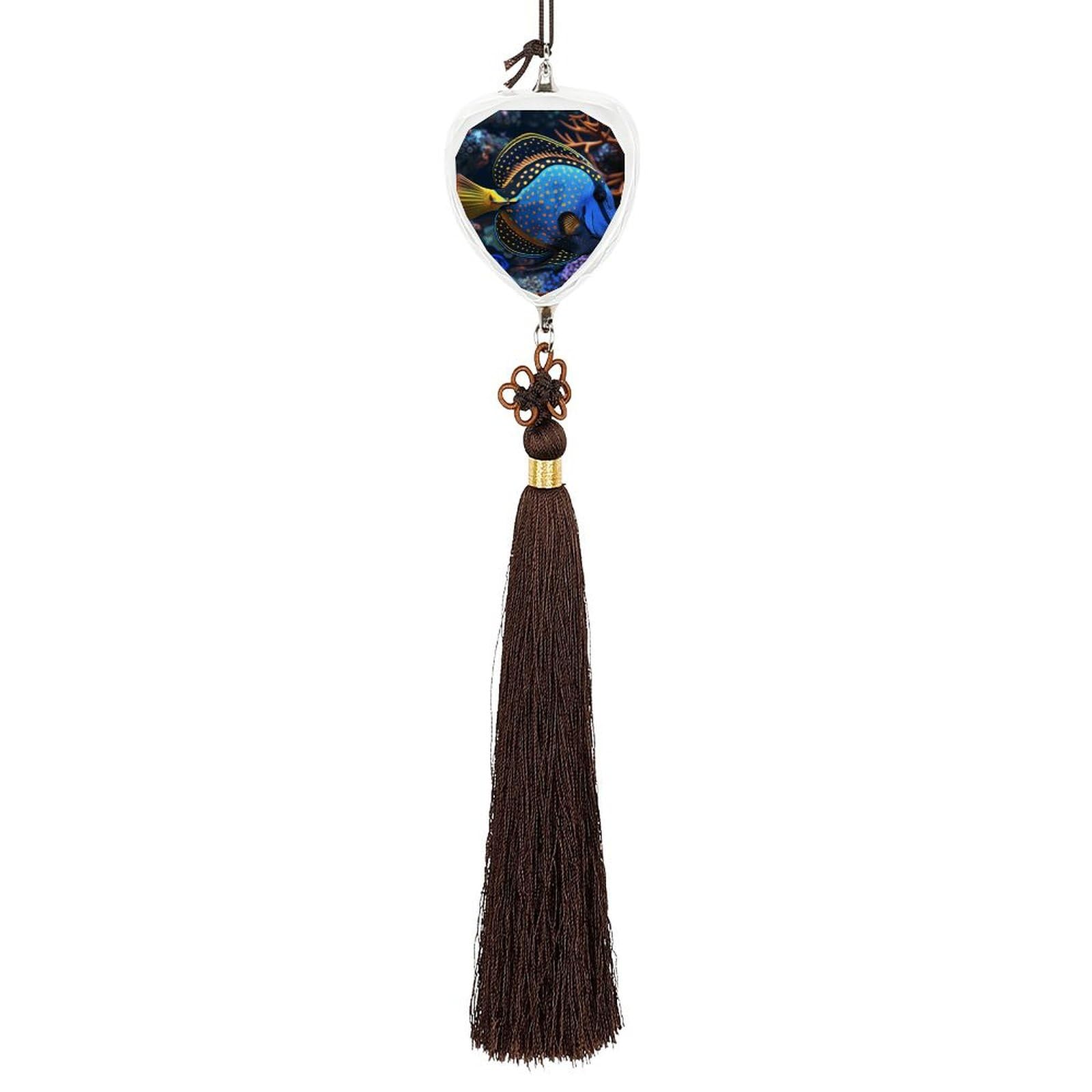 Crystal Auto Pendant Charms Love Crystal Car Rear View Mirror Charms Colorful Tropical Fish Auto Hanging Interior Ornament Pendant Car Interior Accessories for Women Men CarCharms Decor