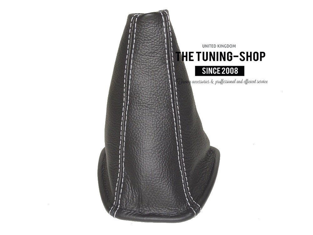 The Tuning-Shop Ltd for Toyota Corolla Verso 2001-04 Shift Boot Black Genuine Leather White Stitching