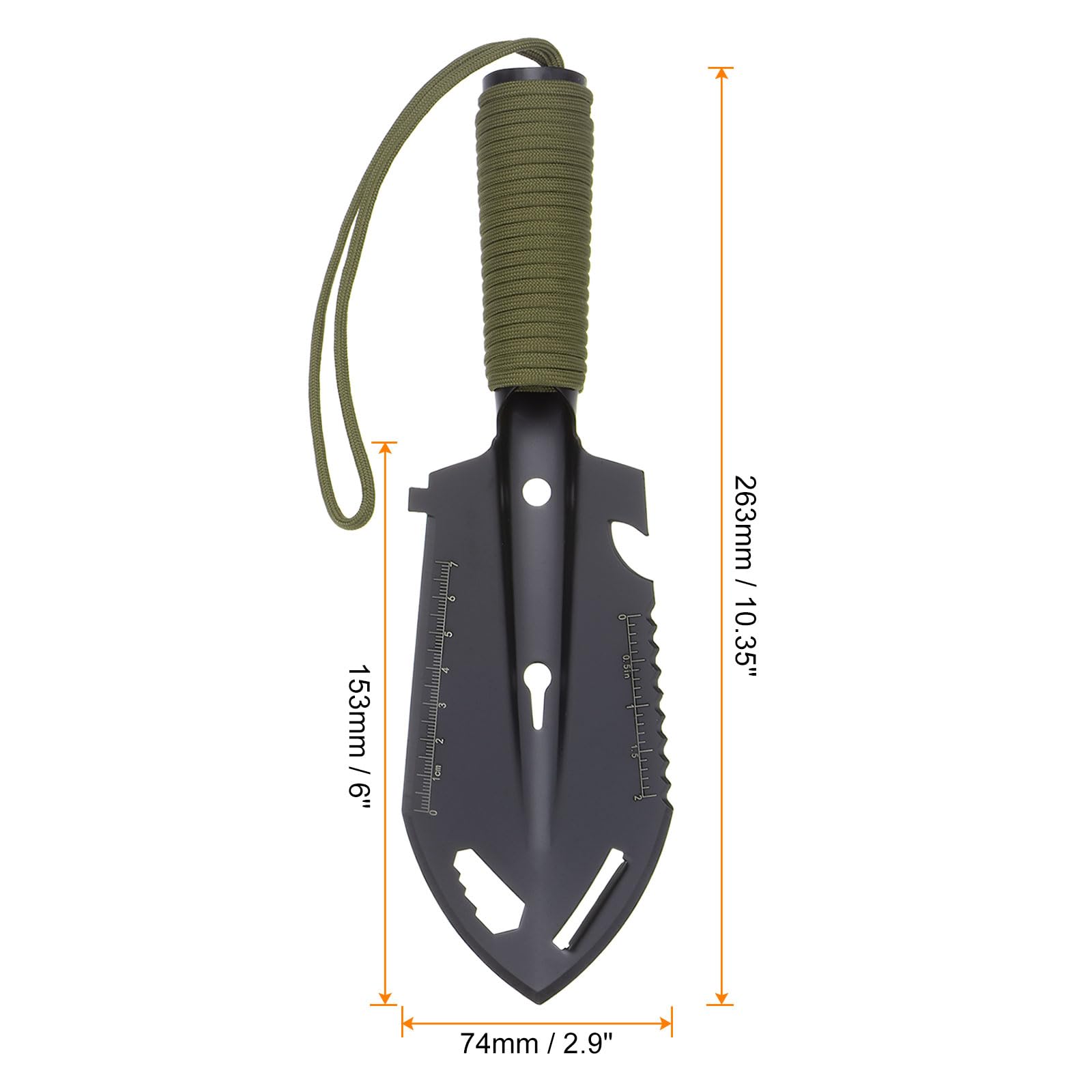 HARFINGTON 2pcs Multifunctional Camping Shovel 9 in 1 Multi-Purpose Backpacking Shovels with Carrying Bag for Outdoor Camping Hiking, Black Green