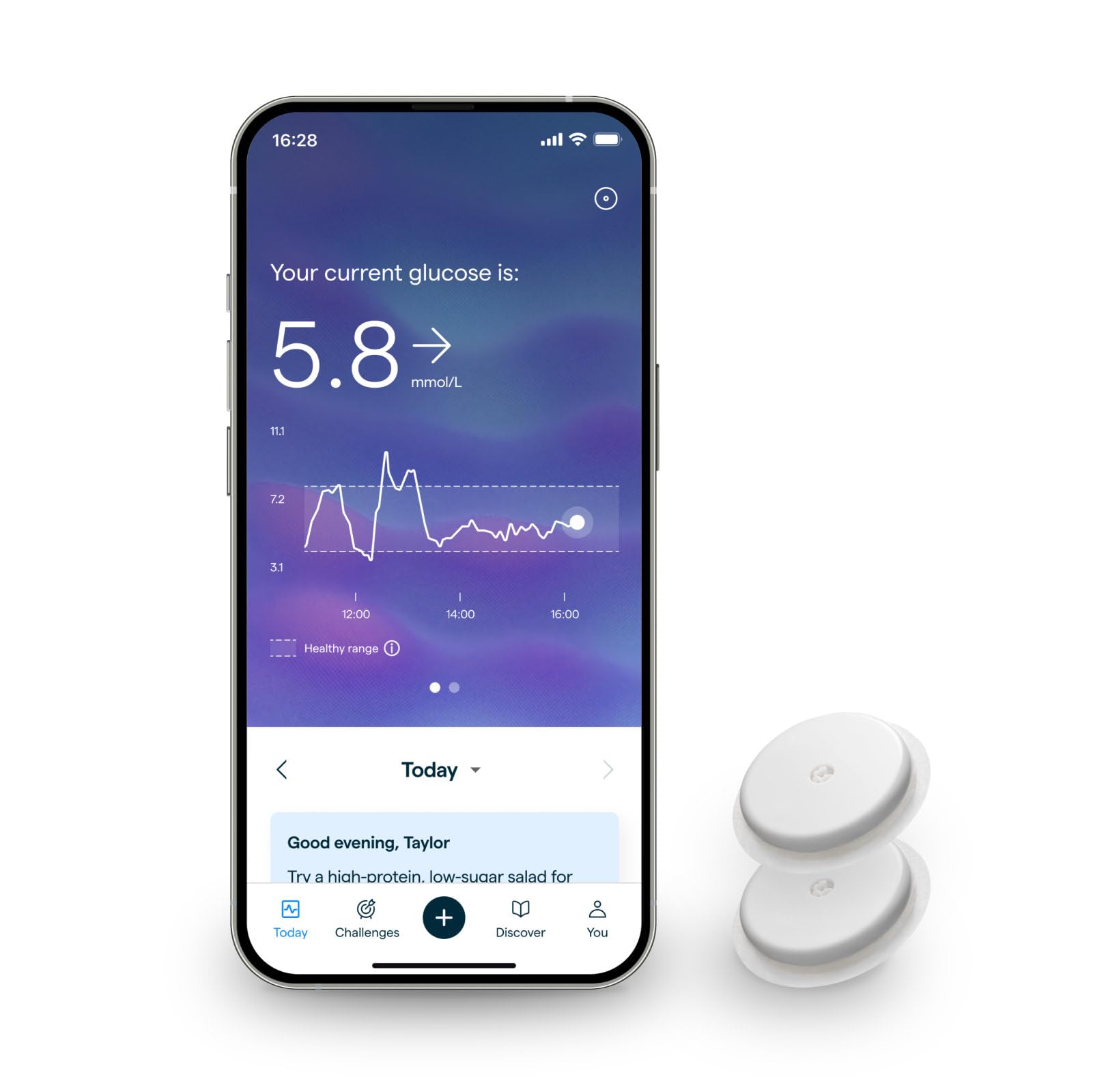 Lingo by Abbott|4-week CGM|Wearable Glucose Tracker|See your glucose response to food, exercise, sleep|Continuous Glucose Monitor & App to support your health goals|Works with iOS and Android|UK Only