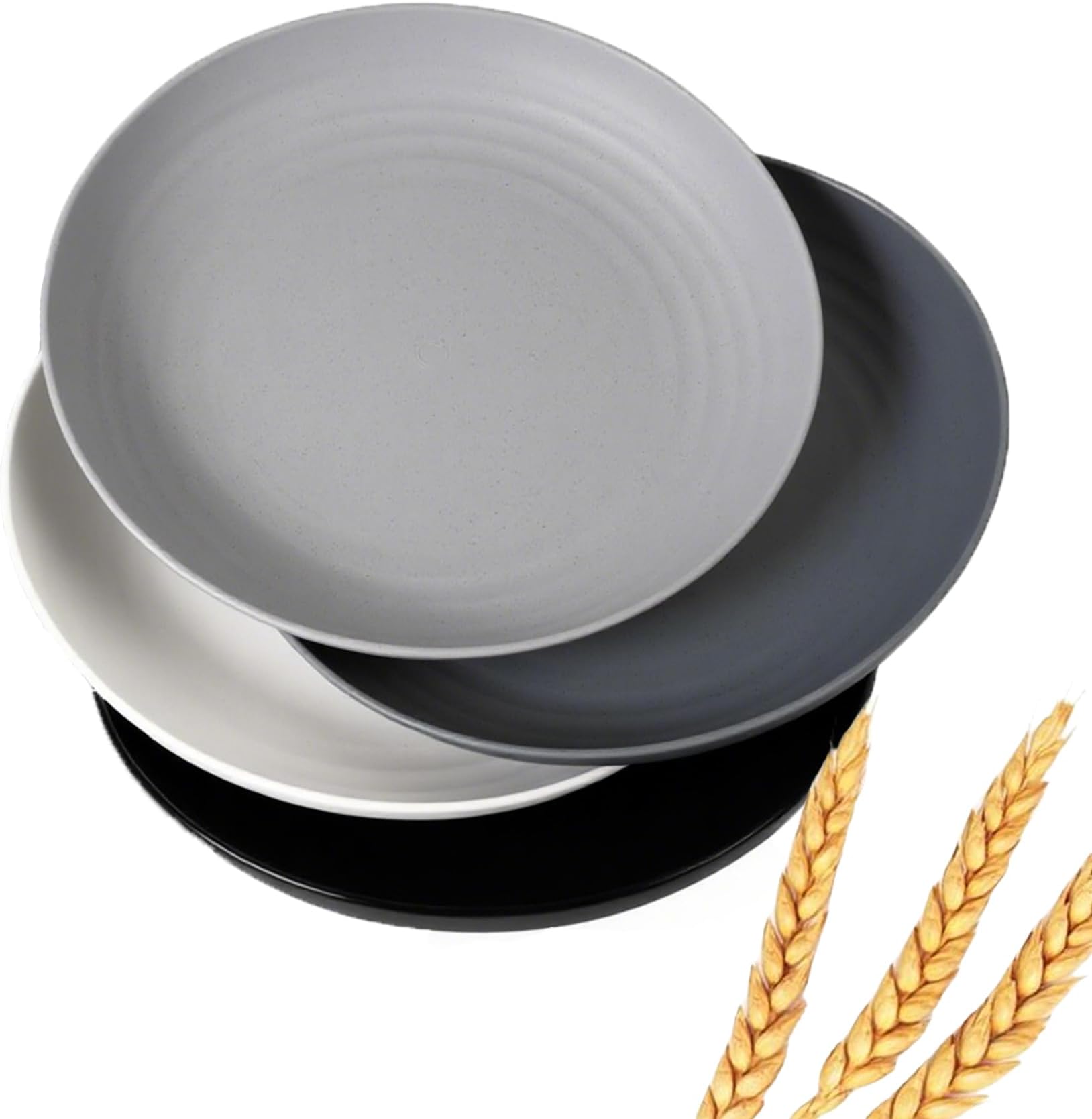 Wheat Straw Plates 9 Inch Set of 4, Large Deep Dinner Plates Unbreakable, Lightweight Reusable Dishwasher Safe Microwave Safe Tableware for Home Kitchen (Multicolor)