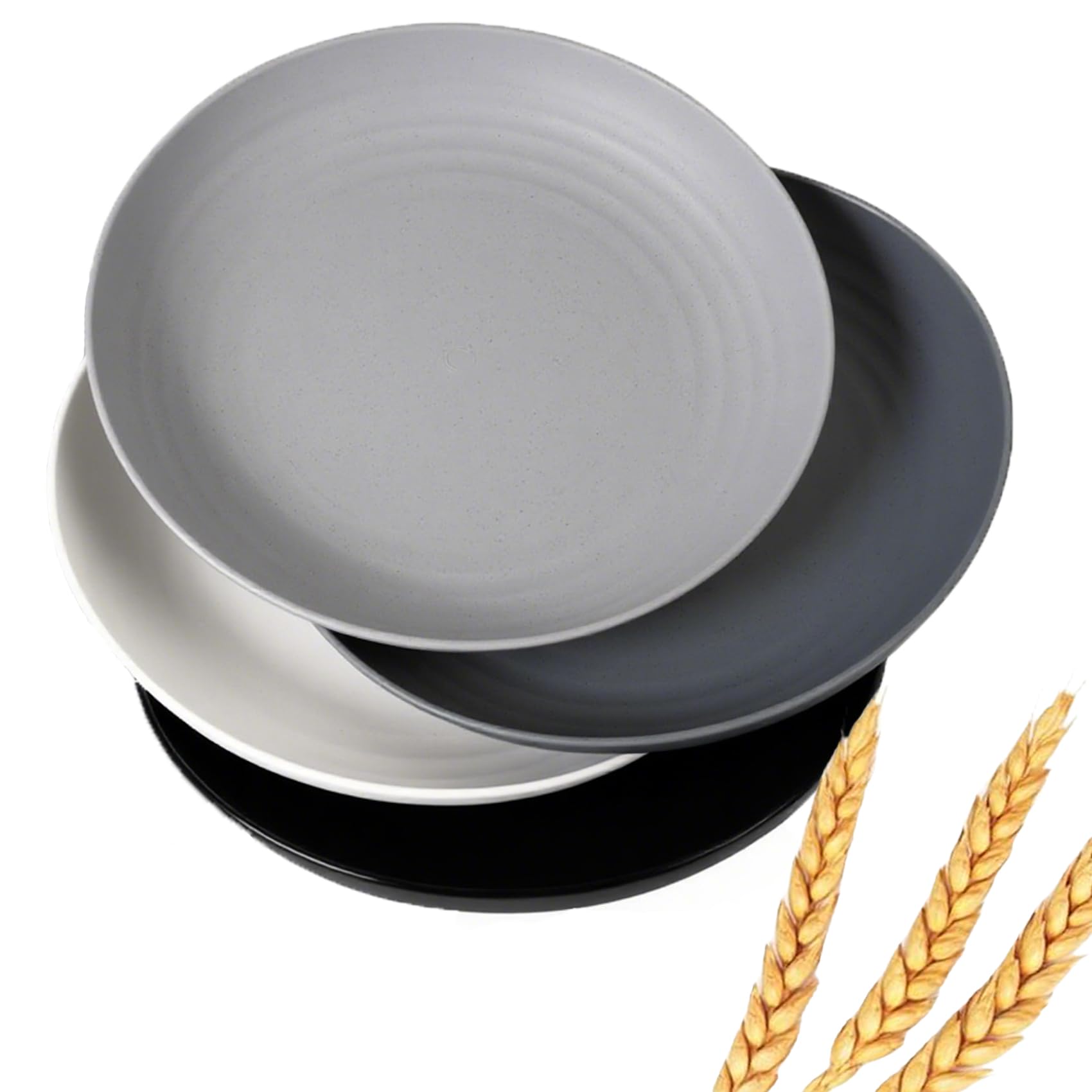 GZTFPQ Unbreakable Deep Plastic Dinner Plates 4 Pack, 23cm 4 Colours