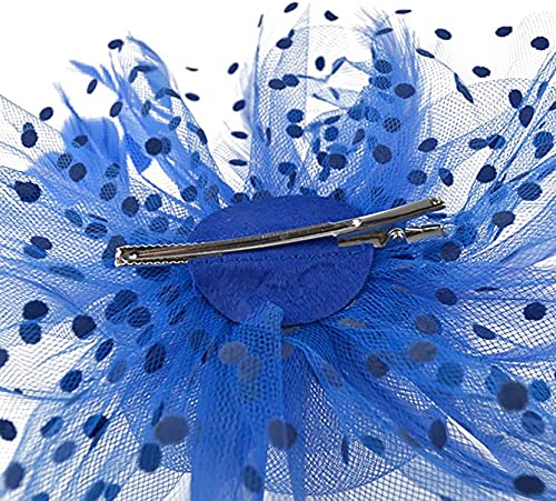 Fghuim Women's Organza Church Kentucky Derby British Bridal Tea Party Wedding Hat Feather Hair Clip Fascinators Hat (Royal Blue) #TOP3