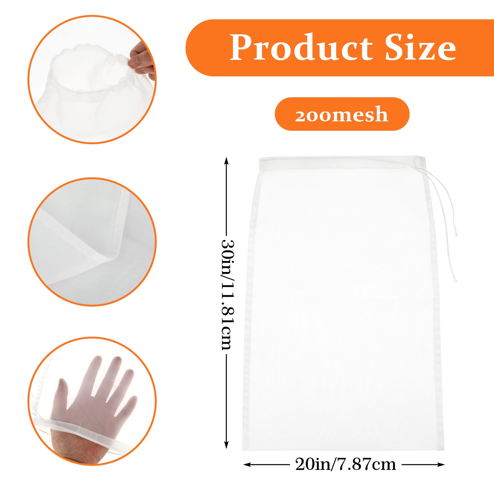 CNCZJM 5 Pack Nylon Nut Milk Bag,12 × 8" Fine Mesh Cheese Cloths Mul