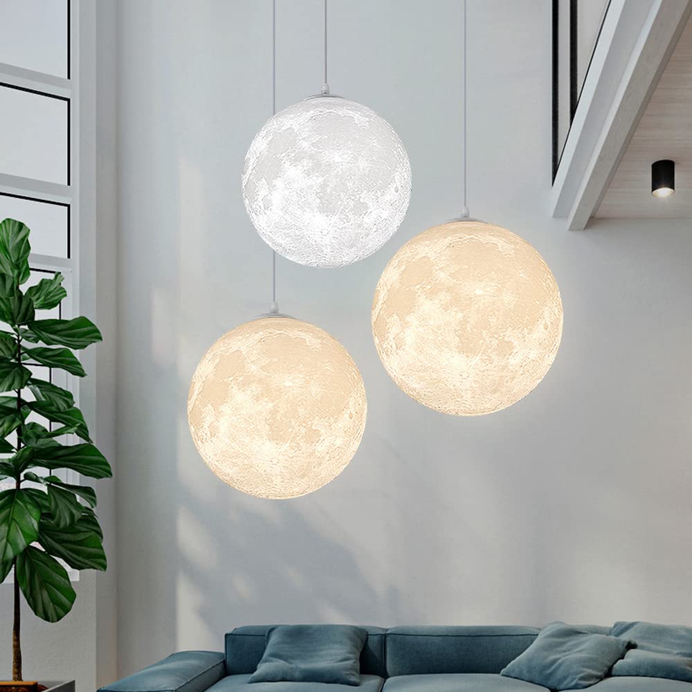 Kreatywna lampka nocna z nadrukiem 3D księżyc, lampa wisząca z pojedynczą głowicą, idealna do domu, biura, barów i kawiarni.