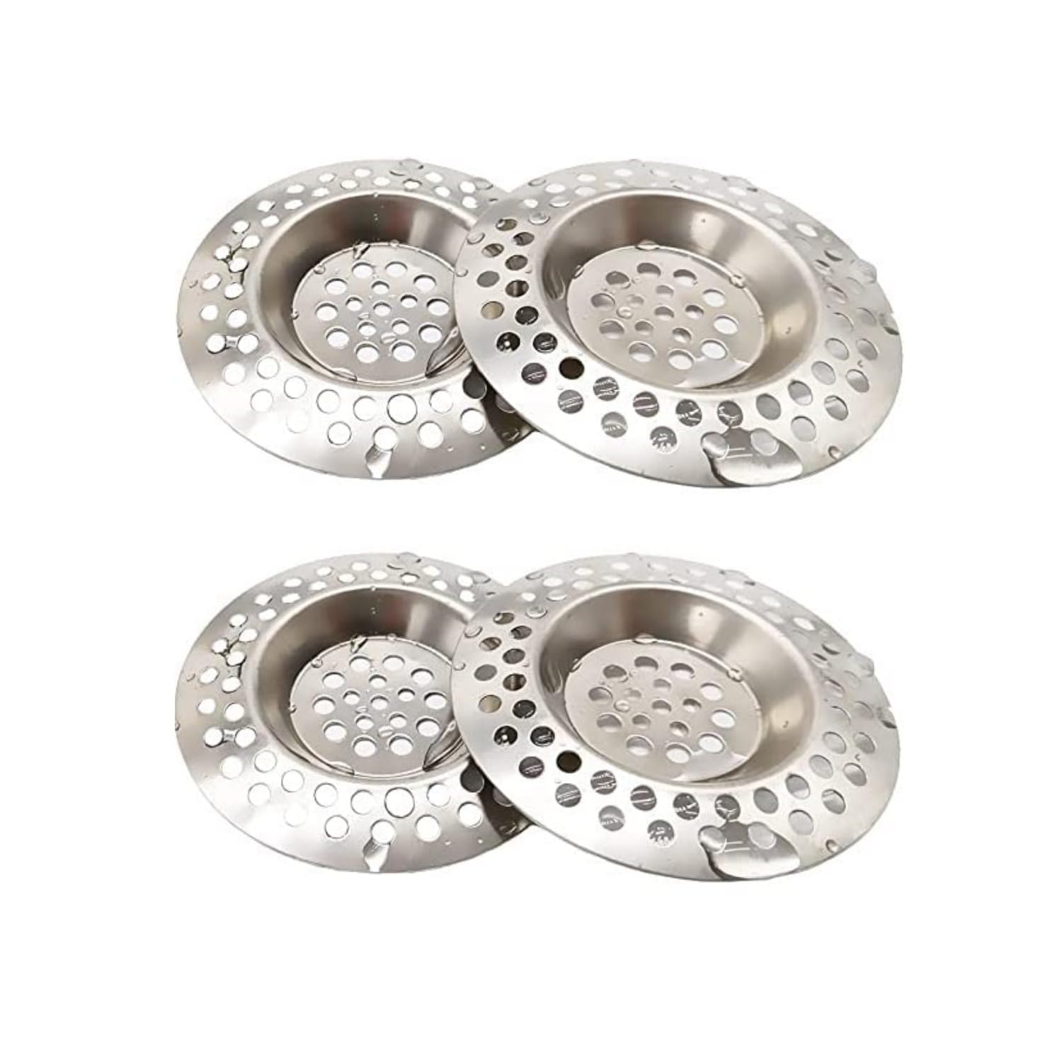 Juliyeh (4 pcs) 70mm Stainless Steel Kitchen Sink Strainer Plug Sink Sieve Sink Hole Strainer Drain Protector for Bathroom and Kitchen Hair Catcher Stopper for Bathtub White