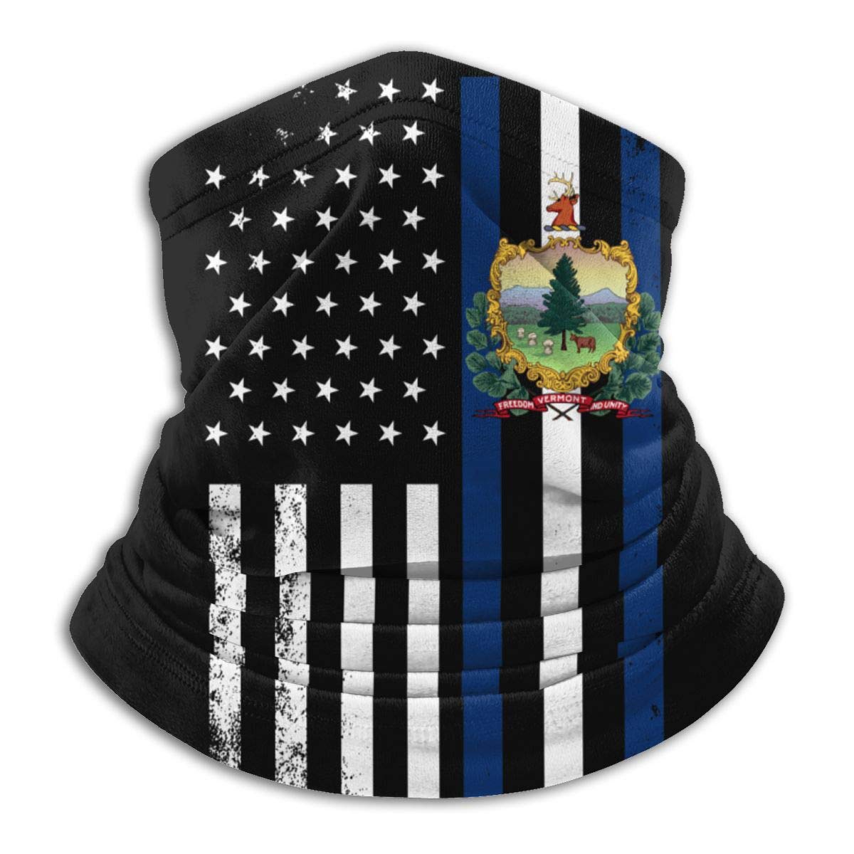 USA Vermont Flag Retro Winter Neck Warmer Gaiter/Balaclava Ski Face Mask Cover Neck Gaiter Tube, Ear Warmer Headband & Face Mask Hats Headwear for Cold Weather Winter Outdoor Sports Black