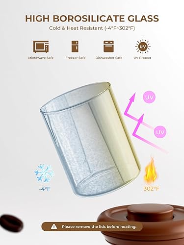 Miniatura 4 de Recipiente hermético de café de vidrio borosilicato de 14 onzas con tapa pop, válvula de liberación de CO2 para café molido, granos, azúcar, 40.6 fl
