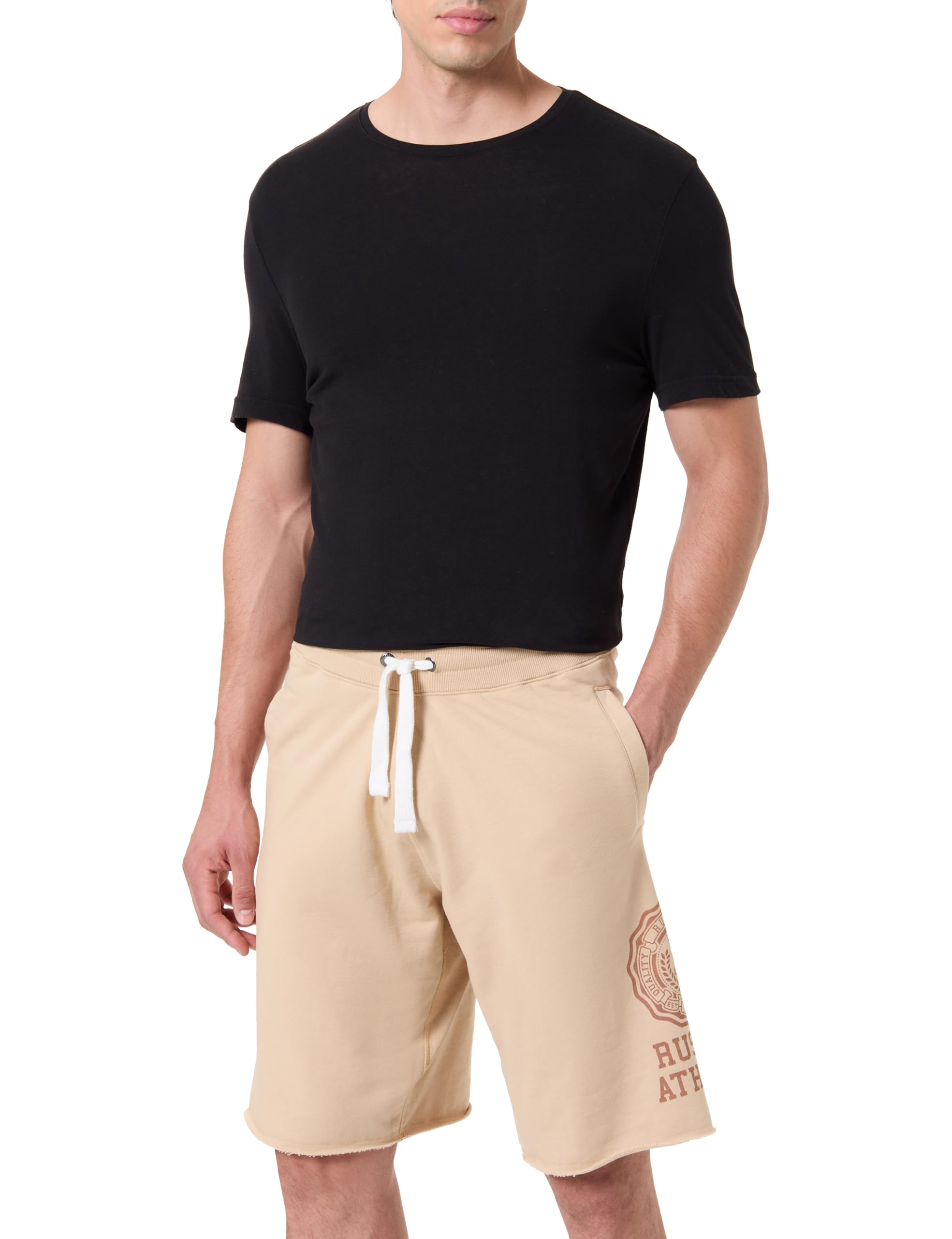 Russell Athletic Mens Brooklyn-Seamless Shorts, Irish Cream, L EU