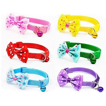 Red German Breakaway Bowtie Cat Collar -Cat Collar with Bell Kitten Collars with Bell Charm, Solid Cat Collar (1Pcs Red Color)