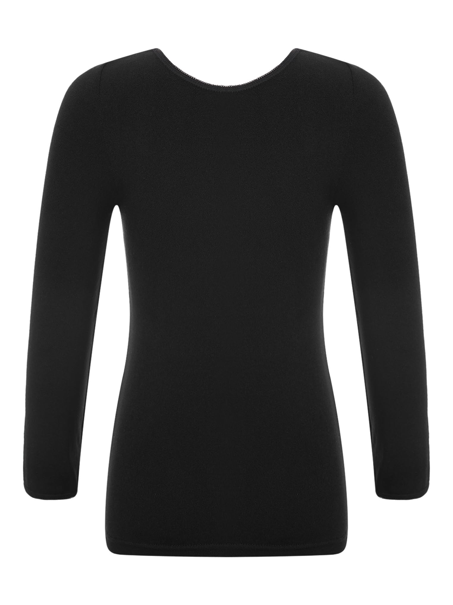 Yeahdor Kids Girls Winter Warm Top Long Sleeve Athletic Base Layers Gymnastic Yoga Dance Training Shirts T-Shirts A Black 7-10 Years