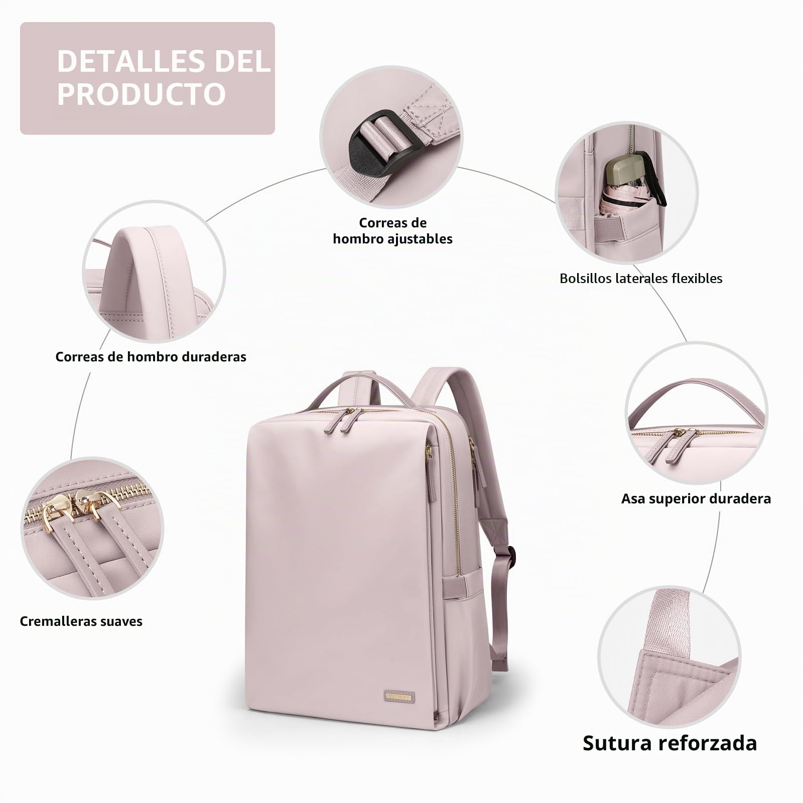 GOLF SUPAGS Mochila elegante para computadora portátil para mujeres, trabajo, universidad y viajes Mochila informal para computadoras portátiles de 15,6 pulgadas
