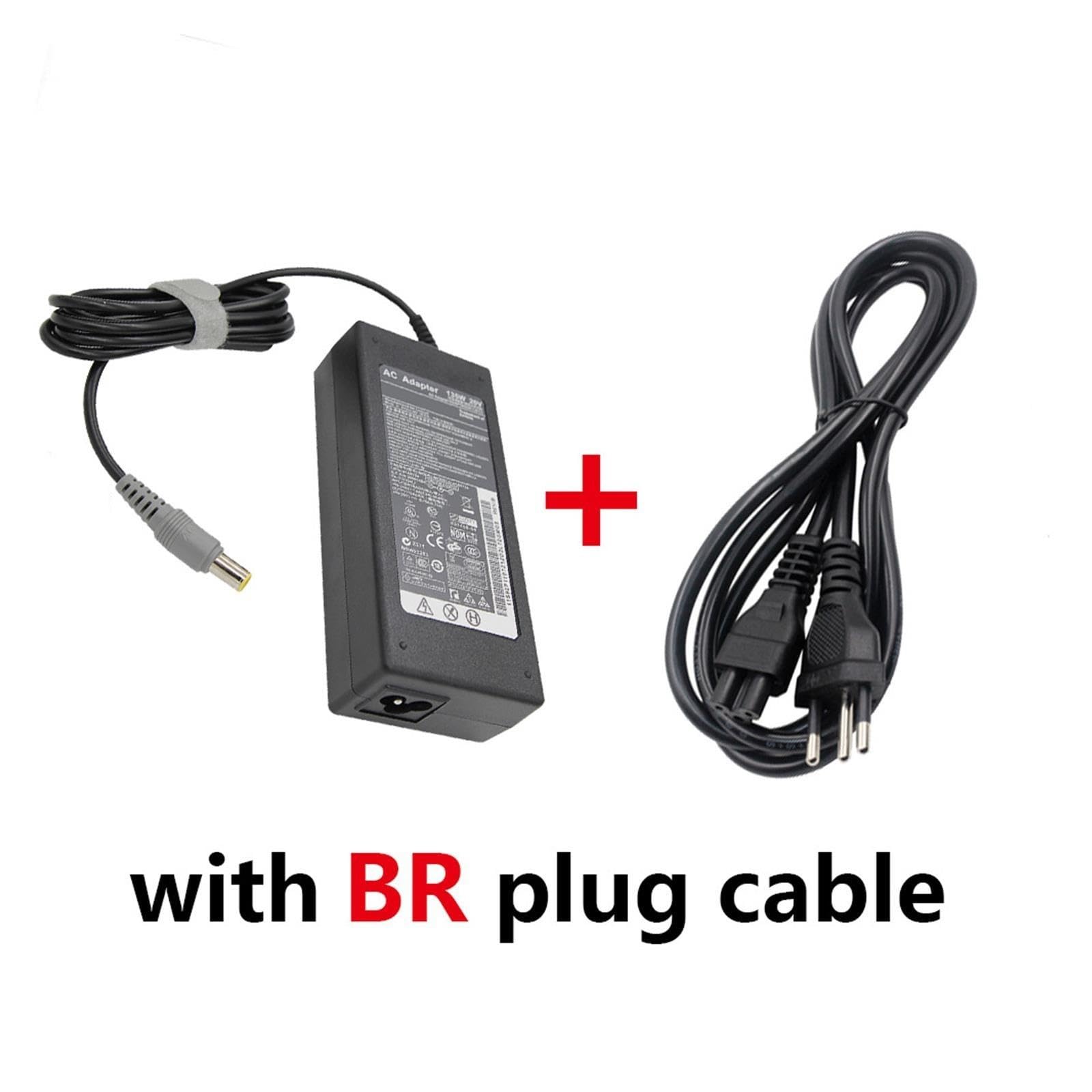 Cargador De Corriente Adaptador De Vuelta De CA De 20V, 6,75a, 135W, 7,9x5,5mm, Compatible con ThinkPad,Yoga T430s T510 T530 T520 T520i W510 W520 W530 2P 45N005(with BR Cable)
