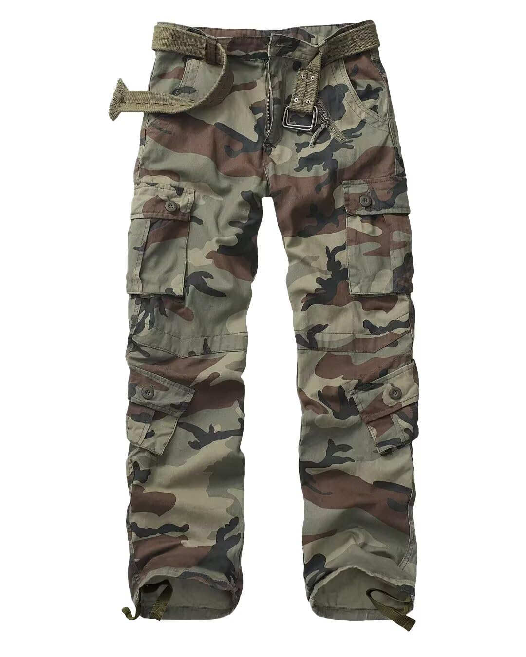 TRGPSG Men's Wild Cargo Pants, Camo Pants Cotton Casual Work Hiking Pants with 8 Pockets