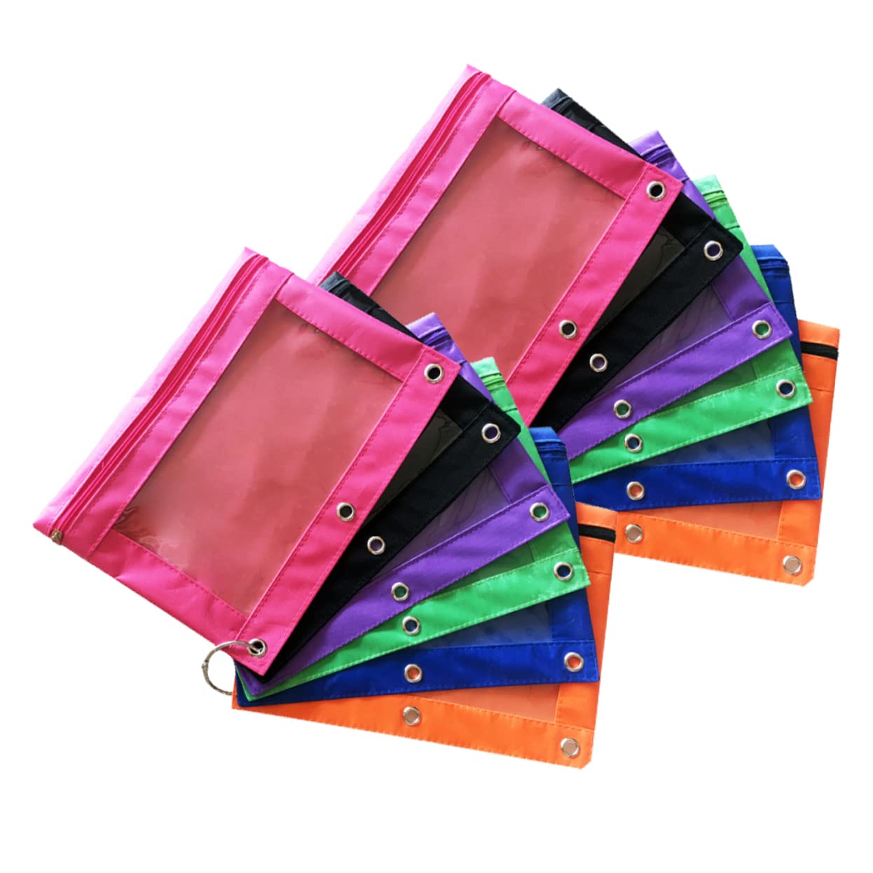 SHINEOFI Astuccio Portapenne in Tessuto Oxford Con 3 Fori Astuccio Portapenne in Rete Per Ufficio Leggero Con Cerniera Per La Scuola Set Da 12 Pezzi Nero Verde Rosa Rosso
