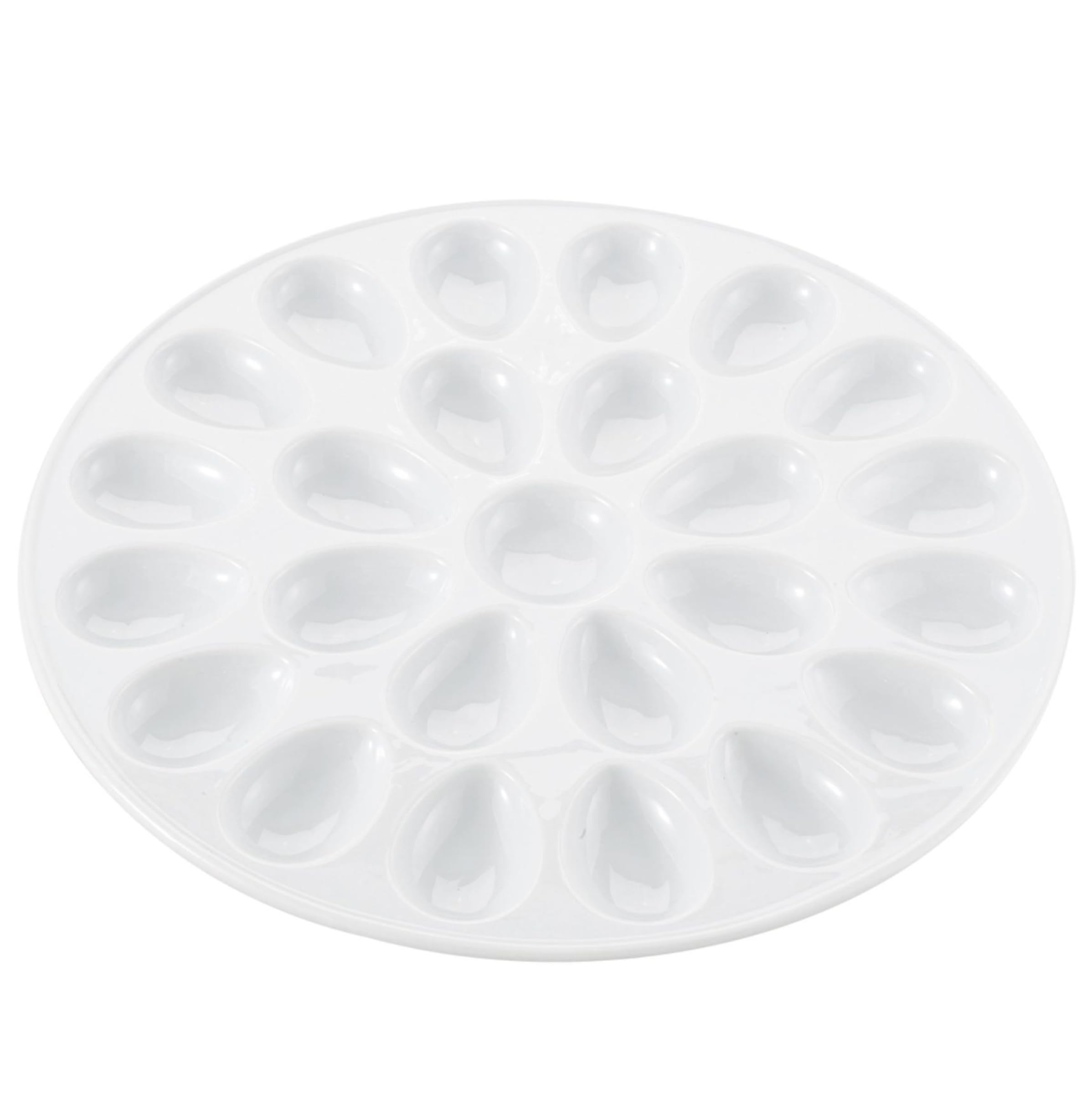 HIC Kitchen Deviled Egg Dish, Fine White Porcelain, 13.25-Inch