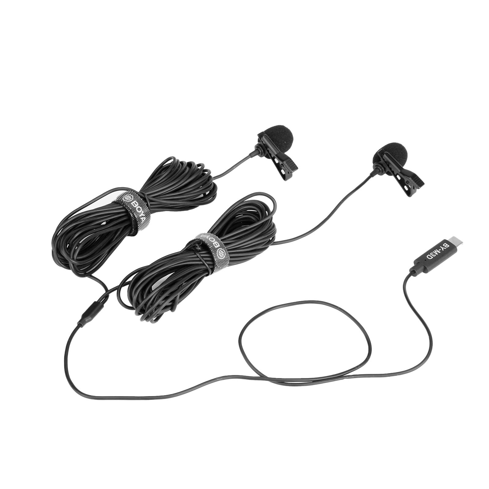 BOYA Dual Lavalier Wired Mic for YouTube Podcast Speeches Interviews Teaching Video Recording, Supported Type C Smartphone & Tablets, Dual Omnidirectional Condenser Clip Lapel Microphone (19.7ft)