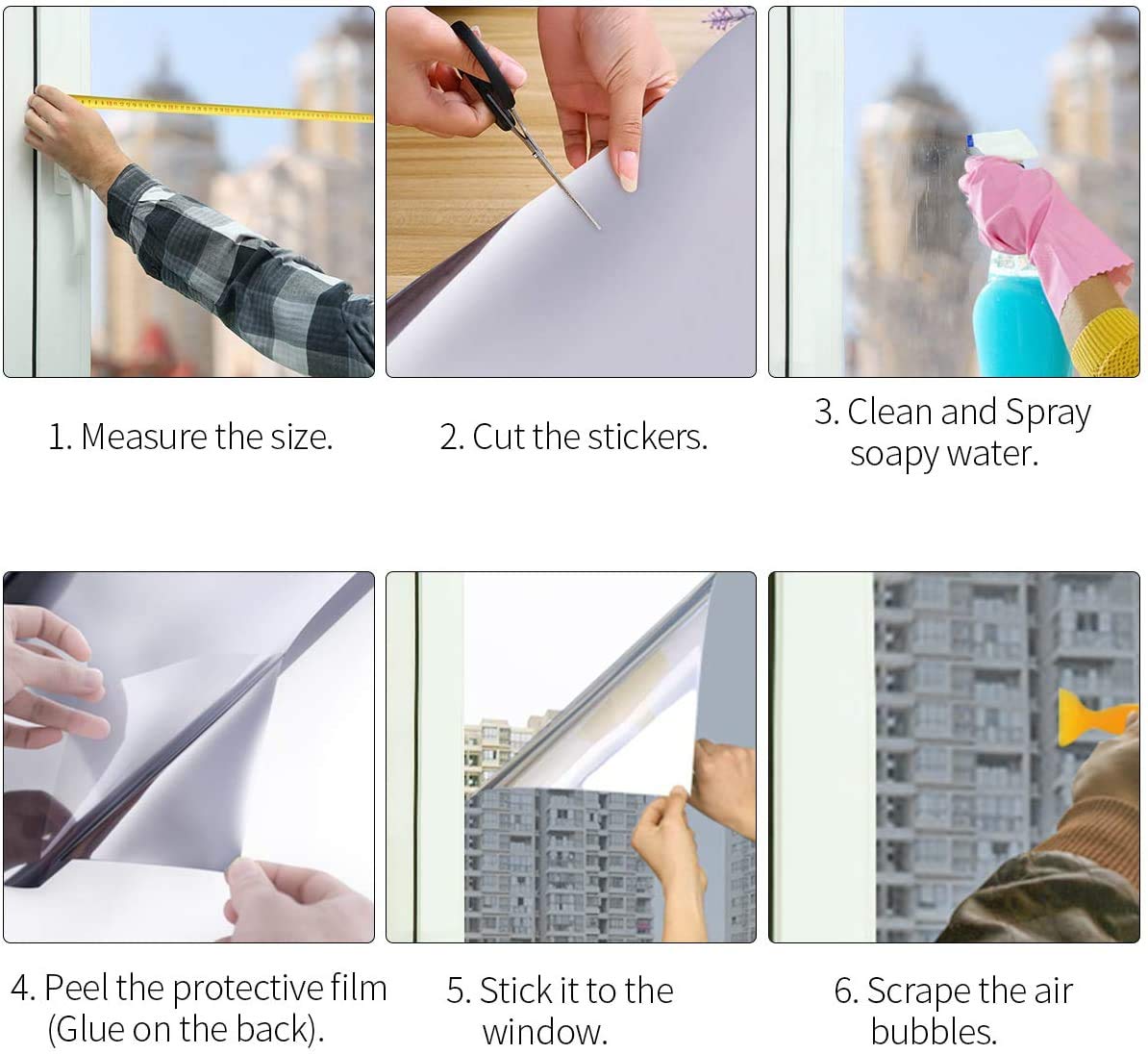 All-In Pellicola a Specchio Autoadesiva per Finestre, Protezione Solare, Anti-Uv, Isolamento Termico Statico (90 X 400 cm, Nero)