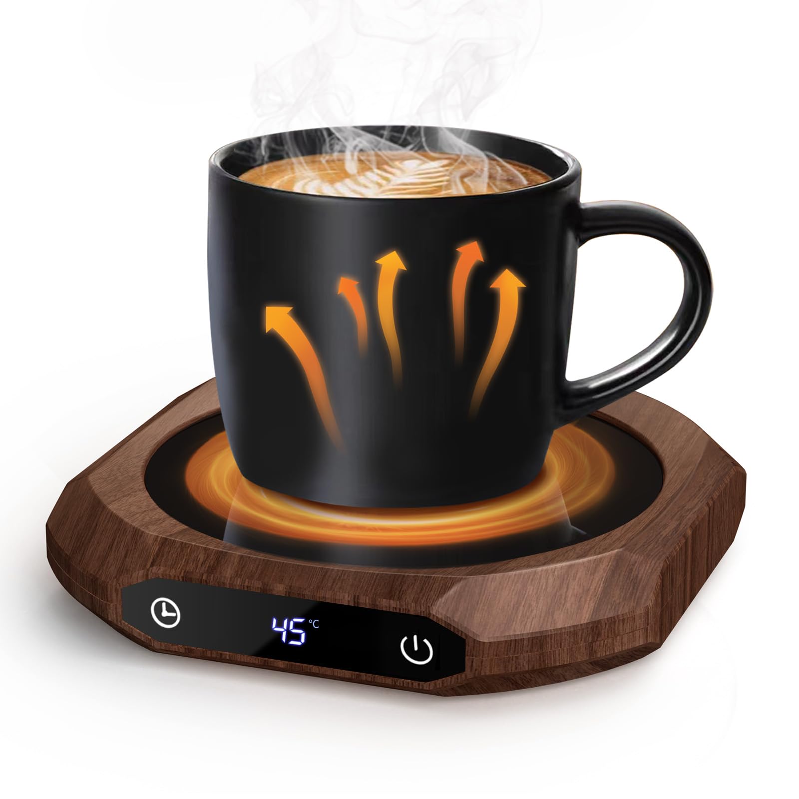 Chauffe Tasse, Chauffe café pour Bureau, Chauffe-Tasse à café,1-12H arrêt Automatique,Chauffe-Bougie Intelligent avec 3 réglages de température, Chauffe-Boisson électrique (Marron)