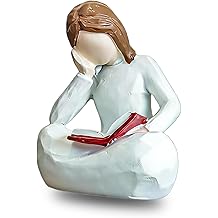 Gifts for Book Lovers Reading Thinker Sculpture for Women Readers, Graduates, Students, Teachers, Bookshelf Decor Aesthetic Sculpture Home Decor for Shelves Desk Office Living Room