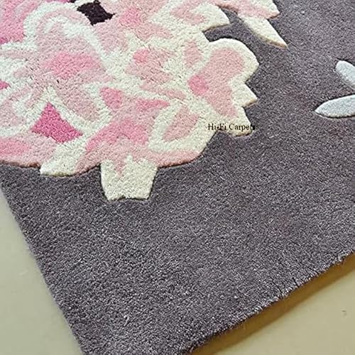 Image of Embossed Handmade Tuffted Woollen Thick Carpet for Living Room Bedroom Size4x4 feet Brown Multi