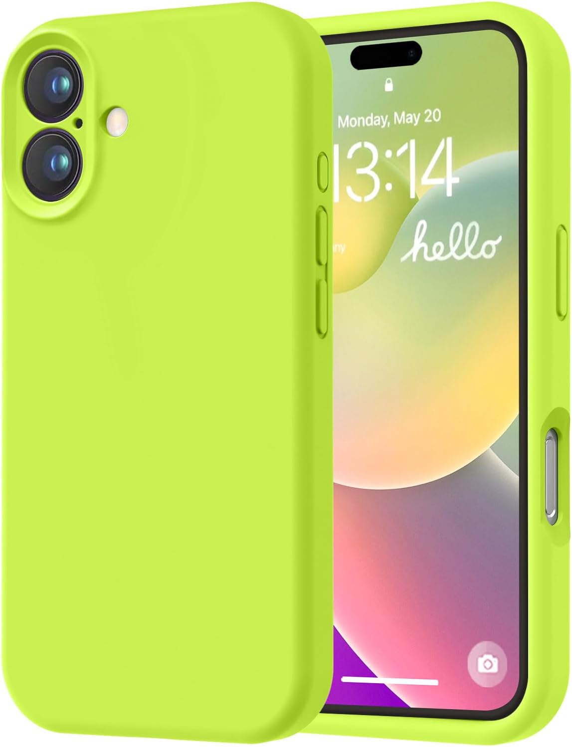 LOVE 3000 Designed for iPhone 16 Case, Premium Silicone with [Soft Anti-Scratch Microfiber Lining] Shockproof Protective Phone Case for Men Women Girls 6.1", Fluorescent Green Fluorescent Green iPhone 16 6.1inch