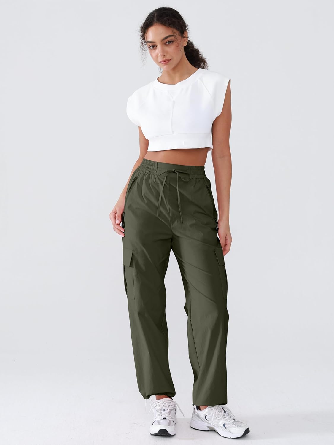 Hiking Pants Women Lightweight Cargo Pants Quick Dry Water Resistant Outdoor Travel Pants with Zipper Pockets - Image 6