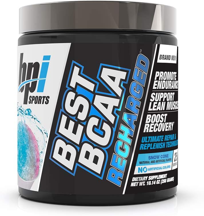 BPI Sports Best Bcaa Recharged – Endurance, Muscle, Recovery – Leucine, Isoleucine, Valine – Green Tea – Taurine – Coconut Water – Electrolytes – for Men & Women – Snow Cone – 25 Servings – 10.14 Oz