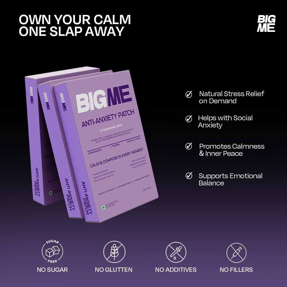 BIGME Deep Calm Patch | Natural Stress Relief Transdermal Patches with Ashwagandha, Rhodiola, GABA & L-Theanine | Timed Release Relaxation | Non-Drowsy Calm & Anxiety Support | 12 Patches Per Box — Amazon image 6