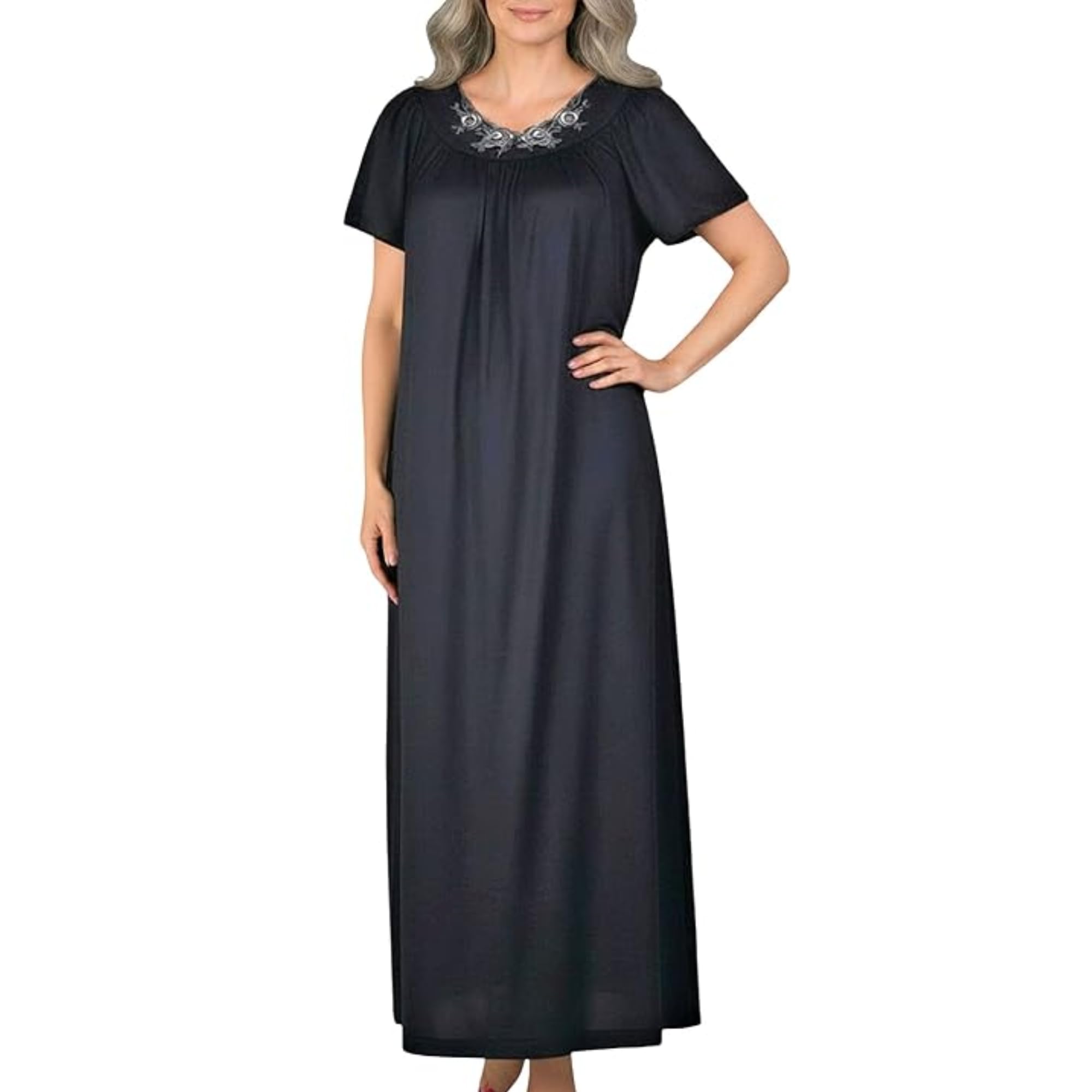 Shadowline Women's Petals 53 Inch Short Flutter Sleeve Long Gown